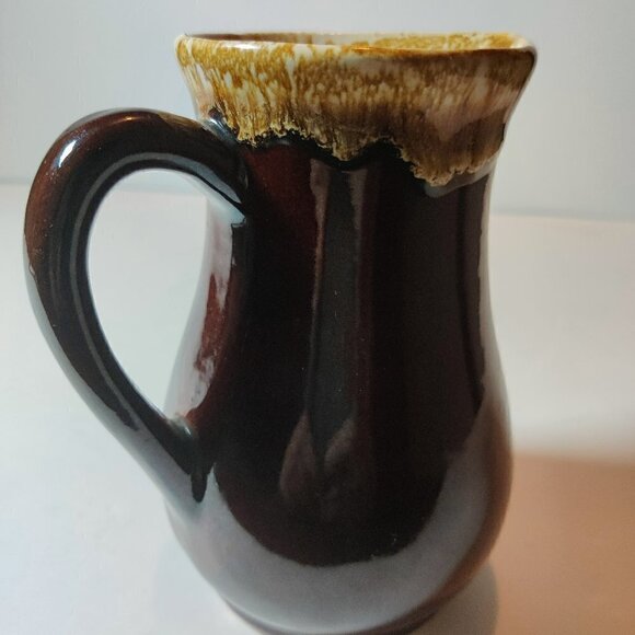 Roseville Pottery Syrup Pitcher holds 16 oz. Marked, Brown glaze is very nice. - Picture 1 of 7